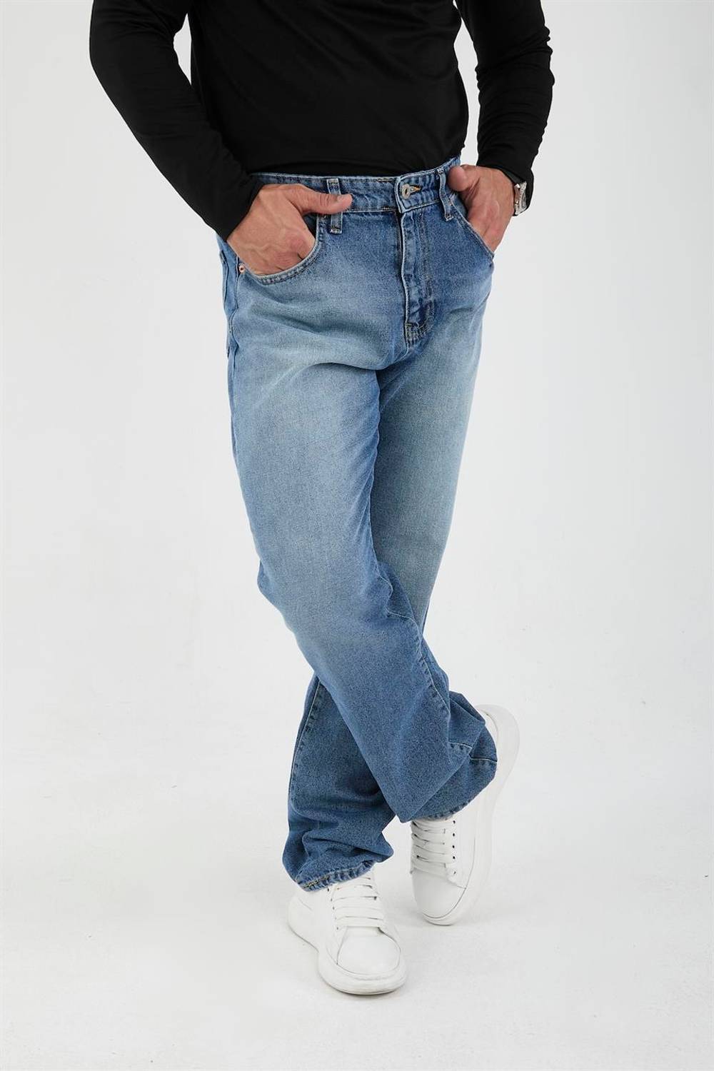 Kot Baggy Kalıp Erkek Pantolon - Mavi