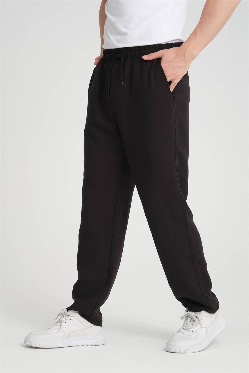 Valiberta Aerobin Linen Baggy Fit Pants in Black for Comfort and Style