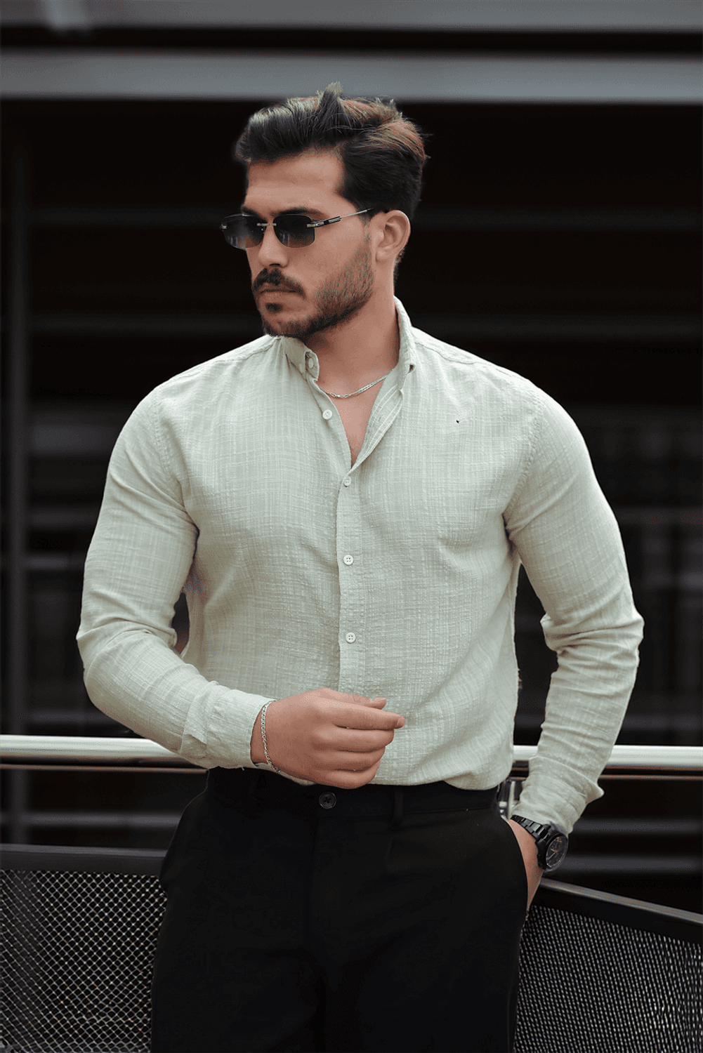 Bien Pamuk Keten Erkek Gömlek - Çağla