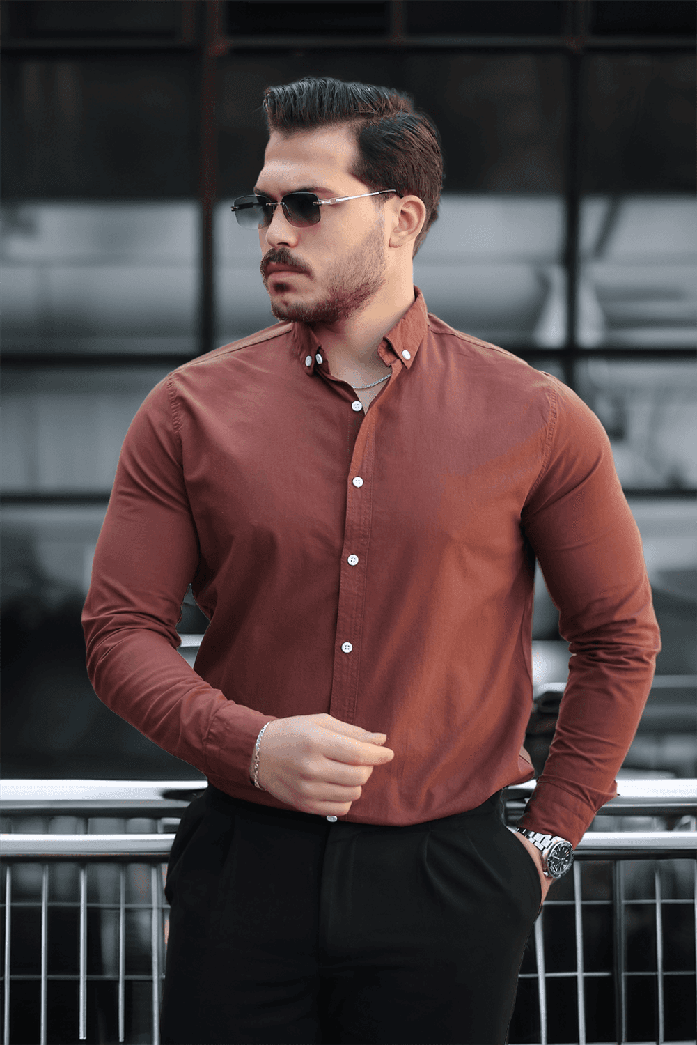 York Keten Erkek Gömlek - Kahve