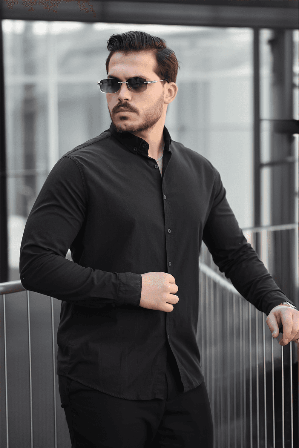 York Keten Erkek Gömlek - Siyah