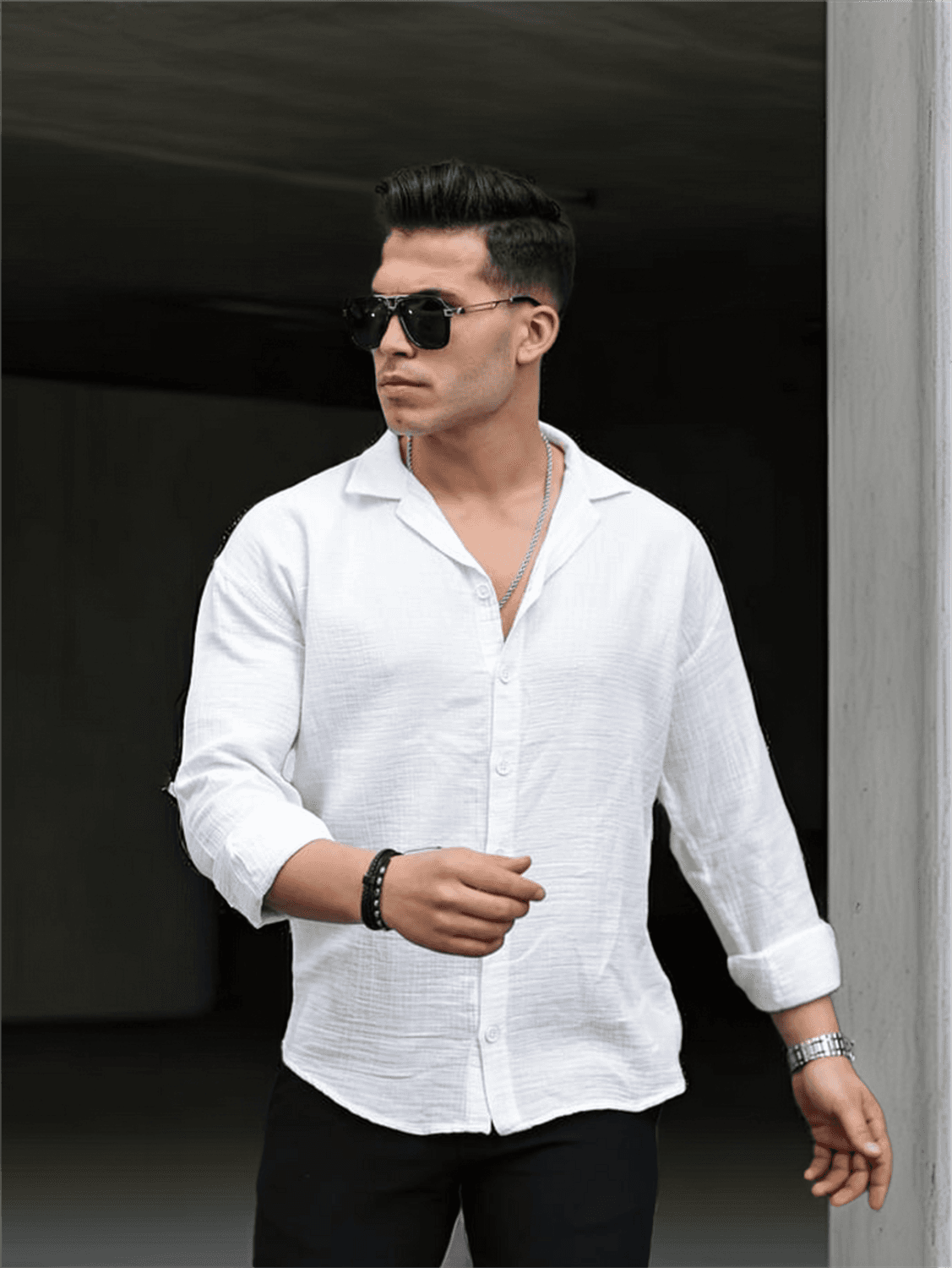 Оверсайз рубашка из мушлина - белая, 100% хлопок, влаговпитывающая, дышащая, для комфортного повседневного ношения, размеры S, M, L, XL