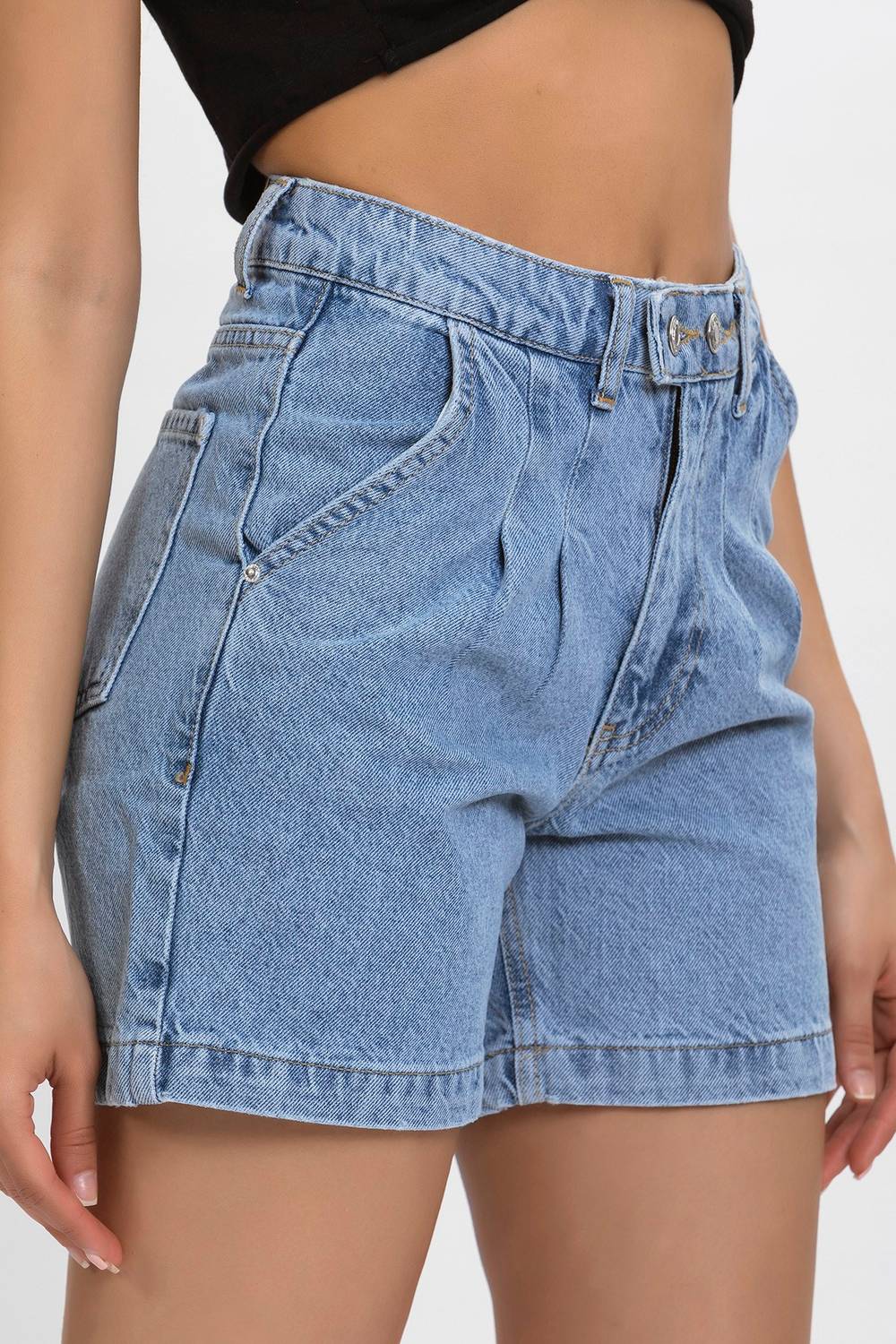 High Waist Jean Stone Color Women Denim Shorts
