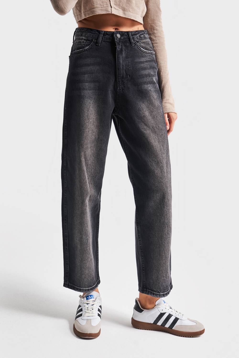 Жінки темно-сірі 100% бавовняні джинси Relax Fit