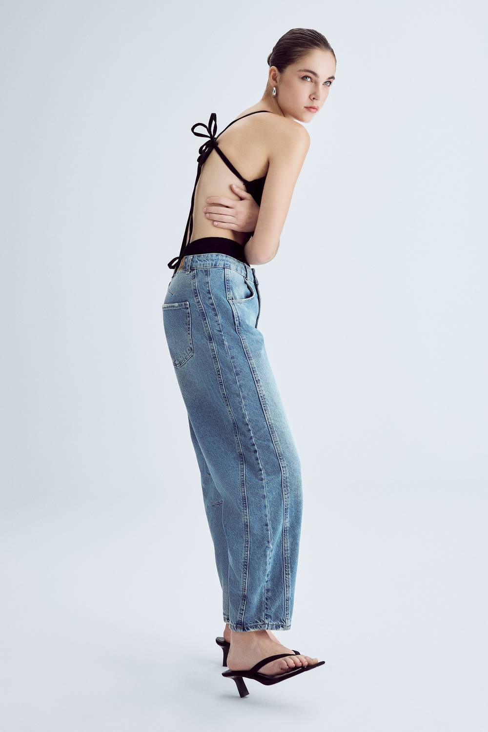 Женские джинсыミдрайзбочка, цвет зеленый, 100% хлопок, размеры 34-42, без эластана