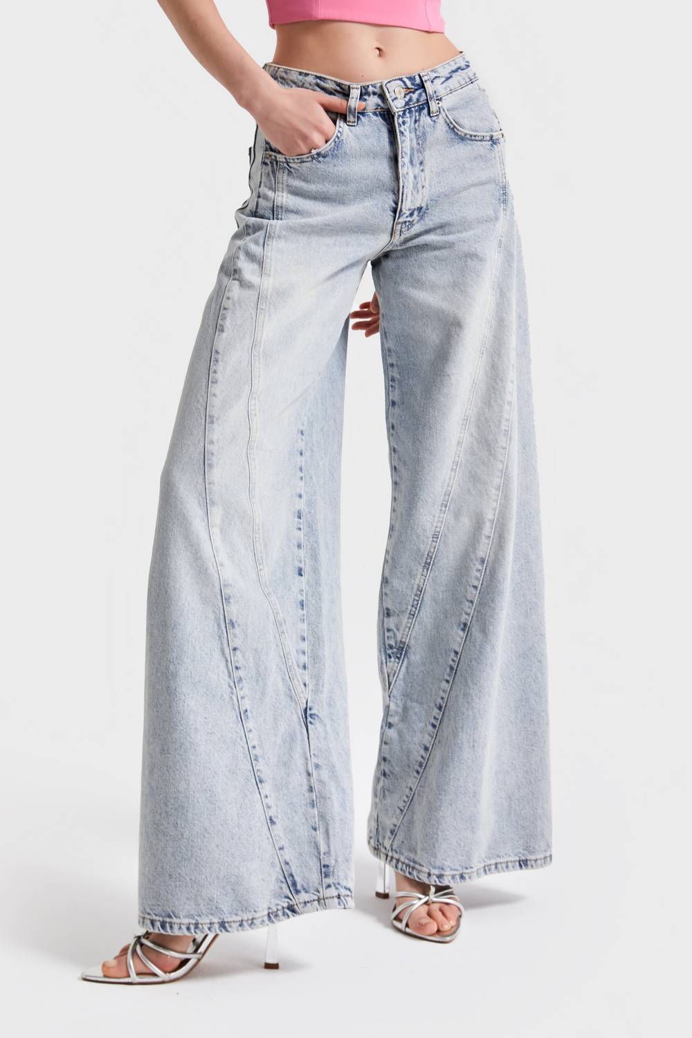 Kadın Kot Rengi 4S565 Palazzo Fit %100 Koton Denim