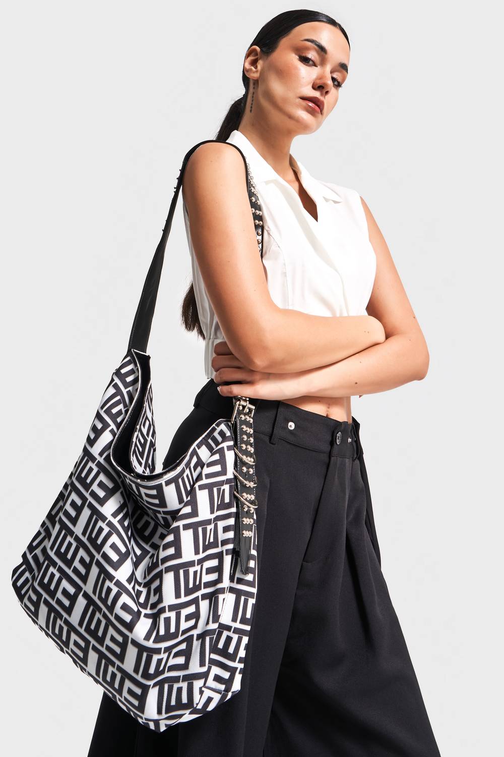 Kadın Baskılı Renk Askı Kemerli Taş Detaylı Tasarım Çanta