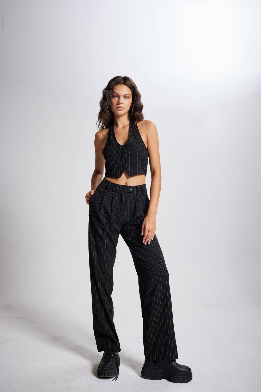 Striped Trousers Black