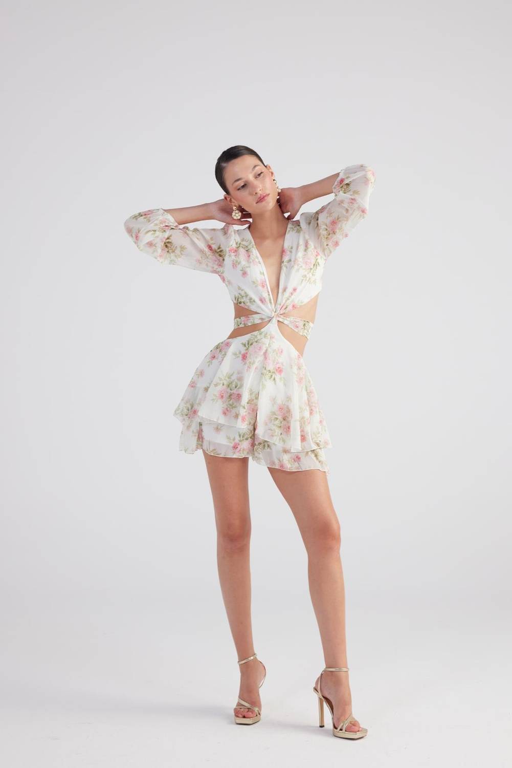 Квіткове міні-сукня Amalfi, колір: екру, розмір: XS