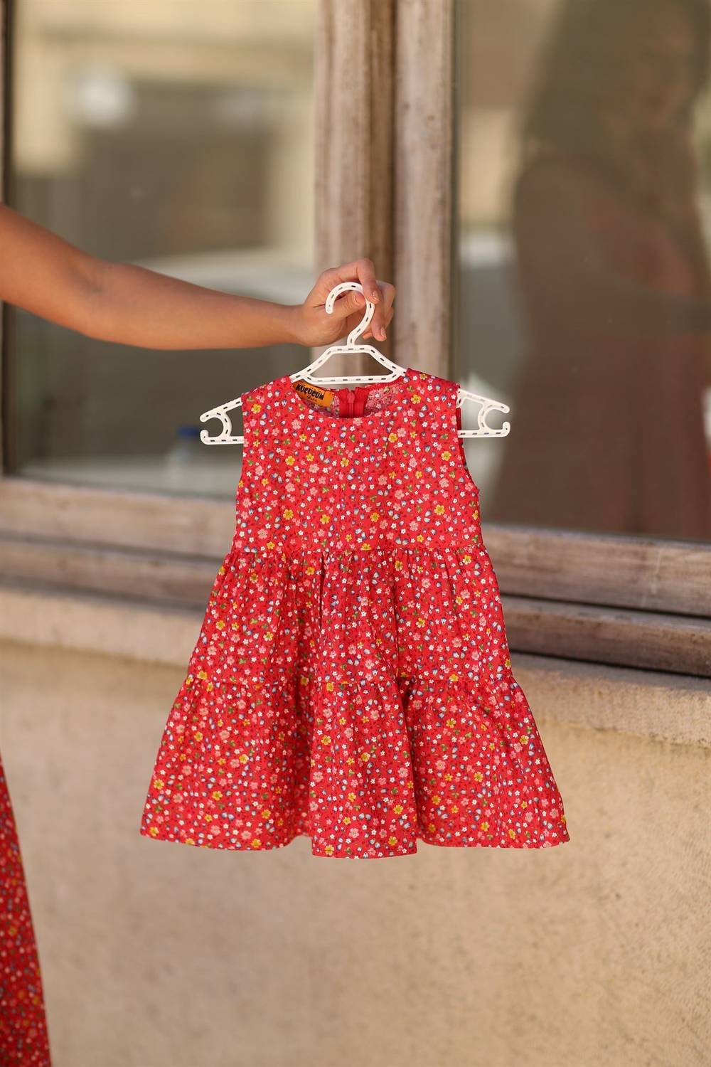 Red Floral Tiered Girl Dress