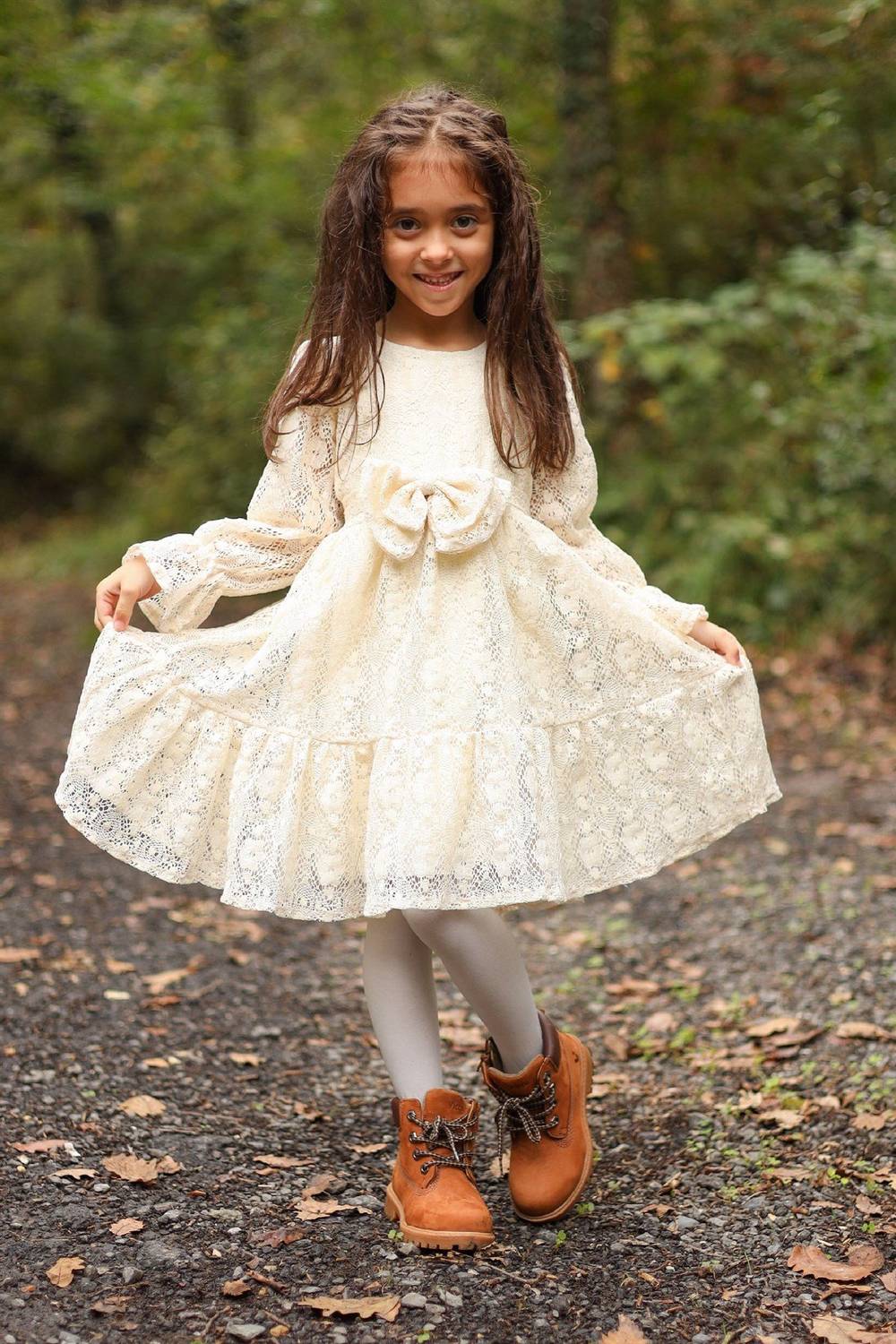 Vintage Ecru Lace Girl Dress