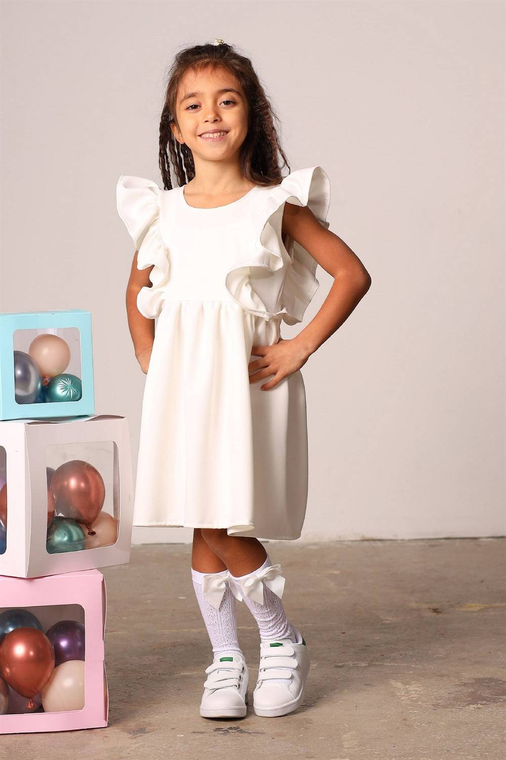 White Sleeve Frilly Child Dress