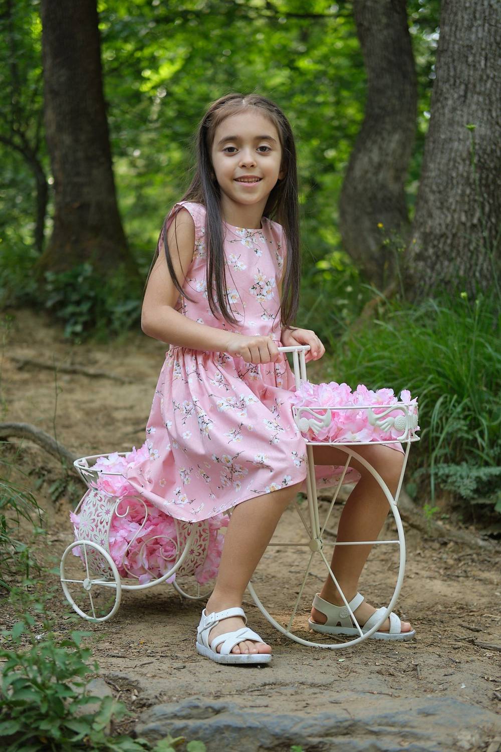 Bahar Dalı Pudra Rengi Kız Çocuk Elbise