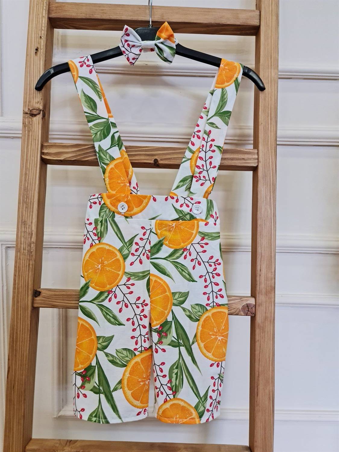 Orange Patterned Salopette and Bowtie
