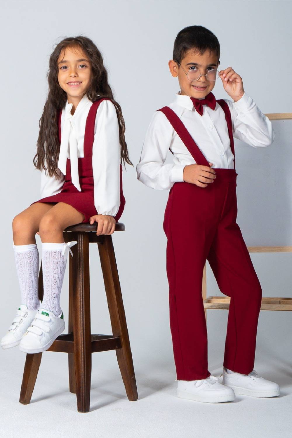 Claret Red Salopette and Bow Tie Combination