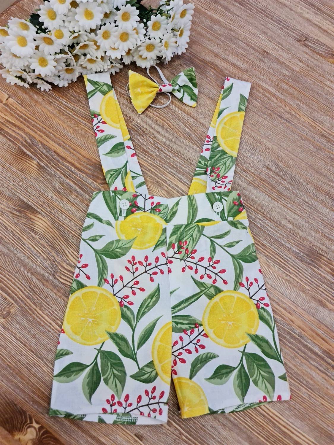 Limon Desenli Salopet ve Papyon