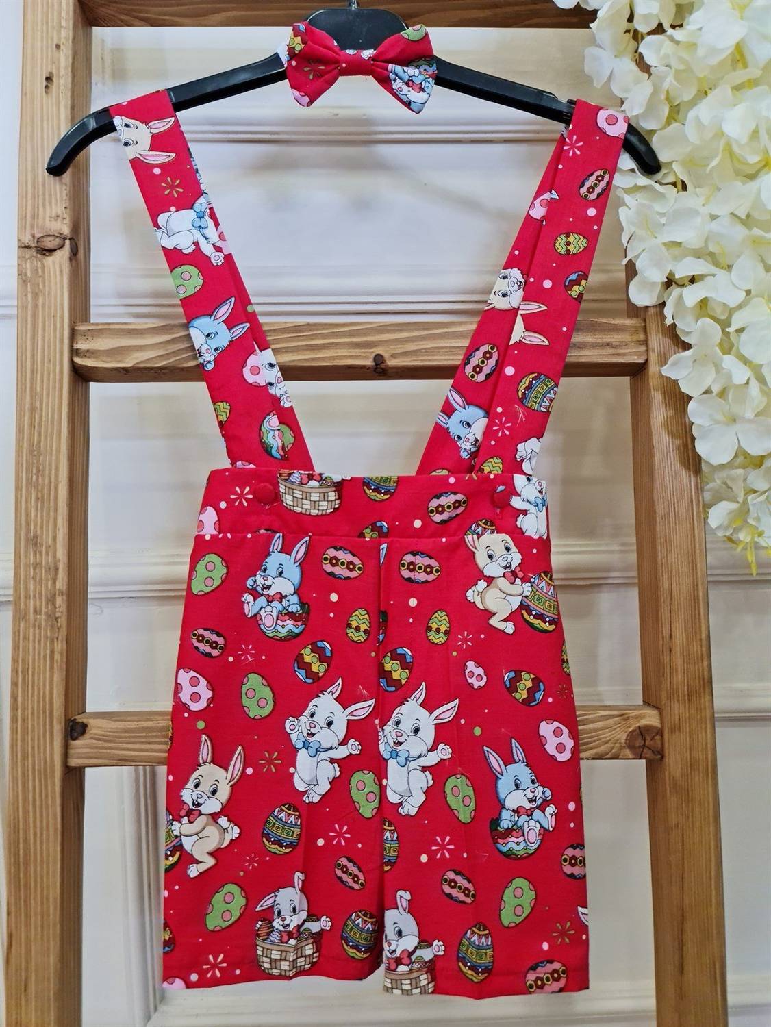 Tavşan Desenli Salopet ve Papyon