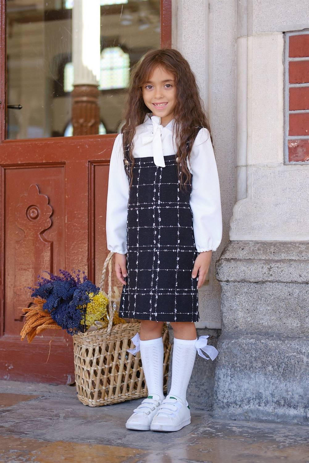 Black Tweed Girl Salopette Dress