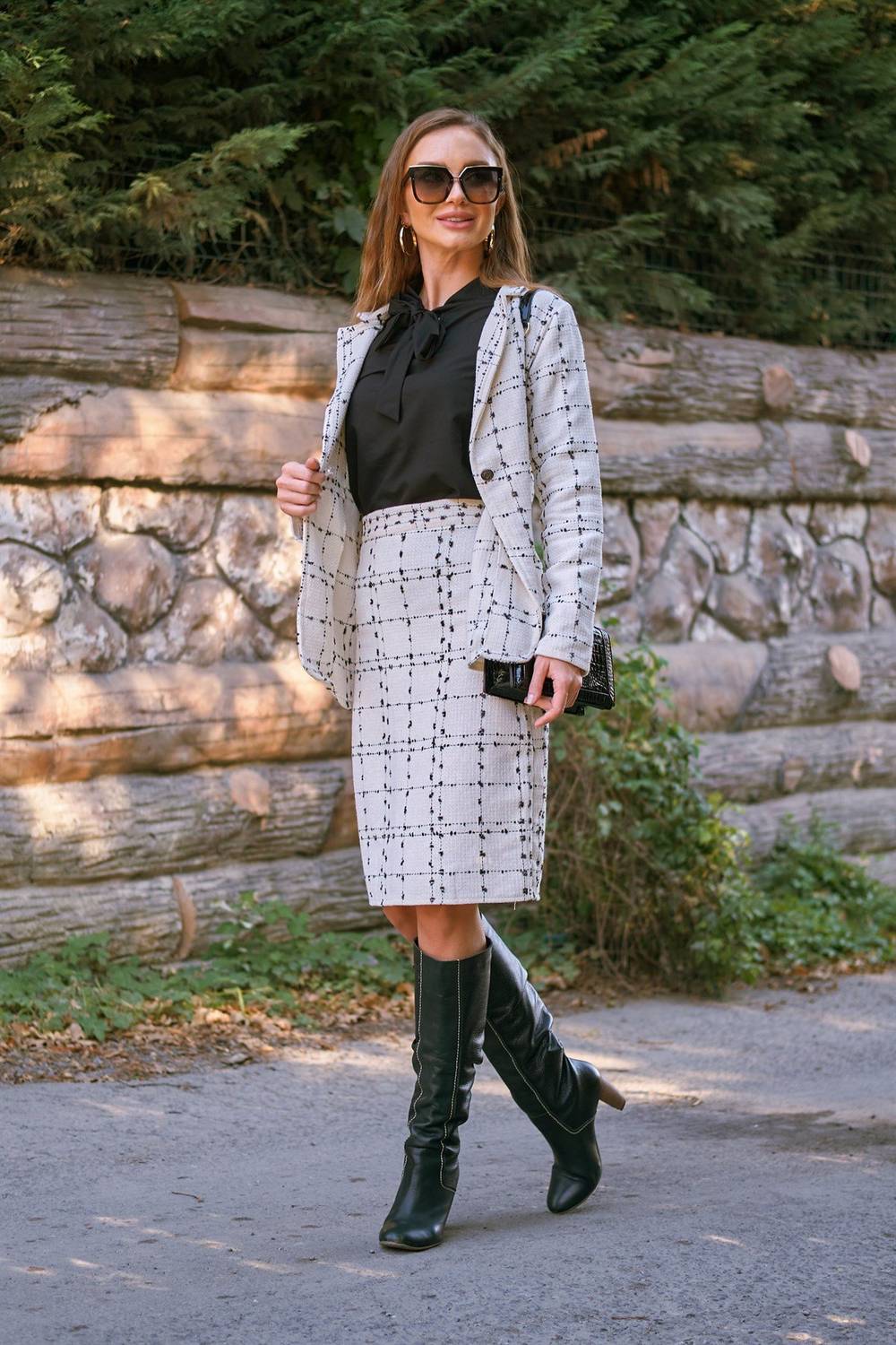 White Tweed Jacket & Skirt Set