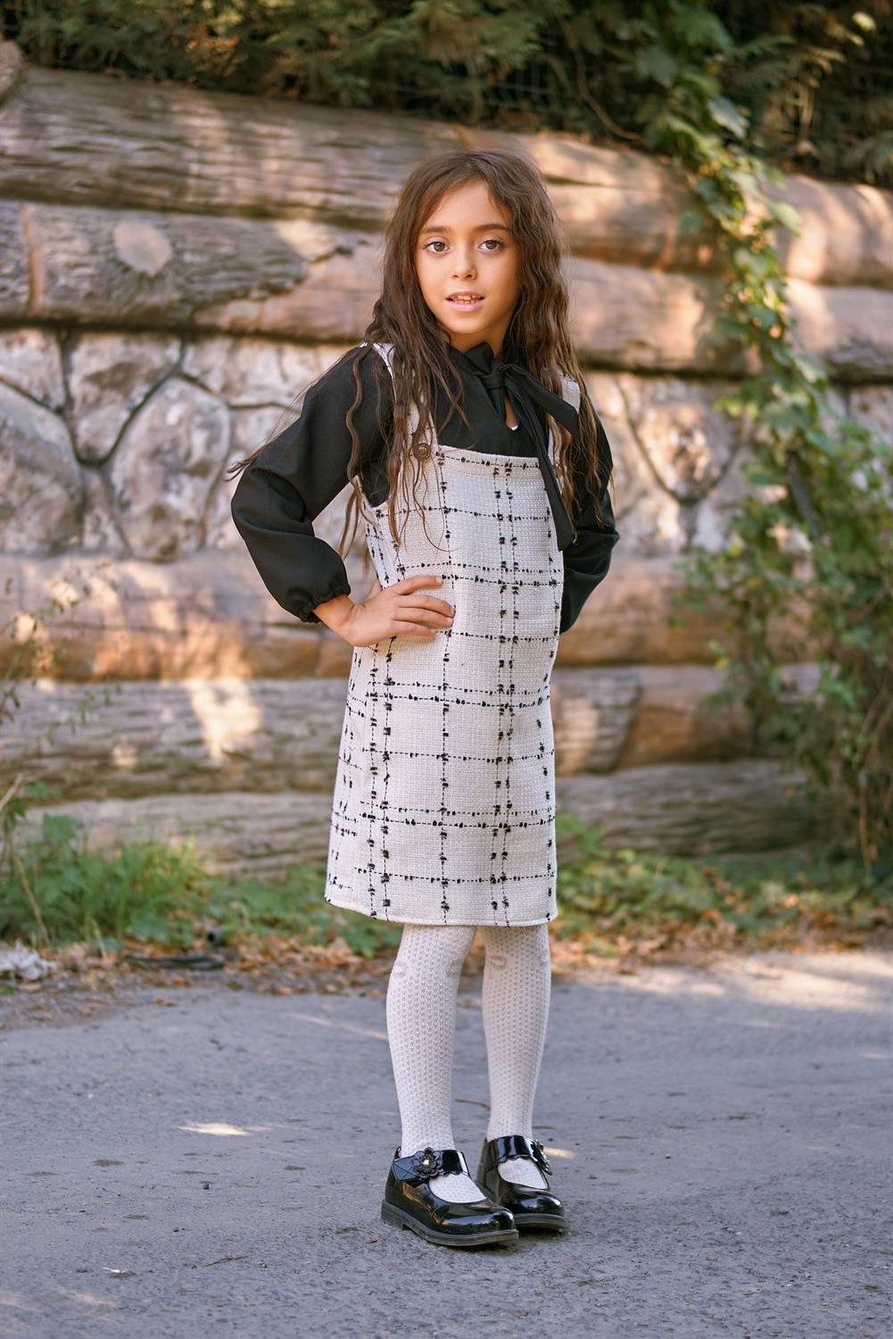 White Tweed Girl's Loose Dress