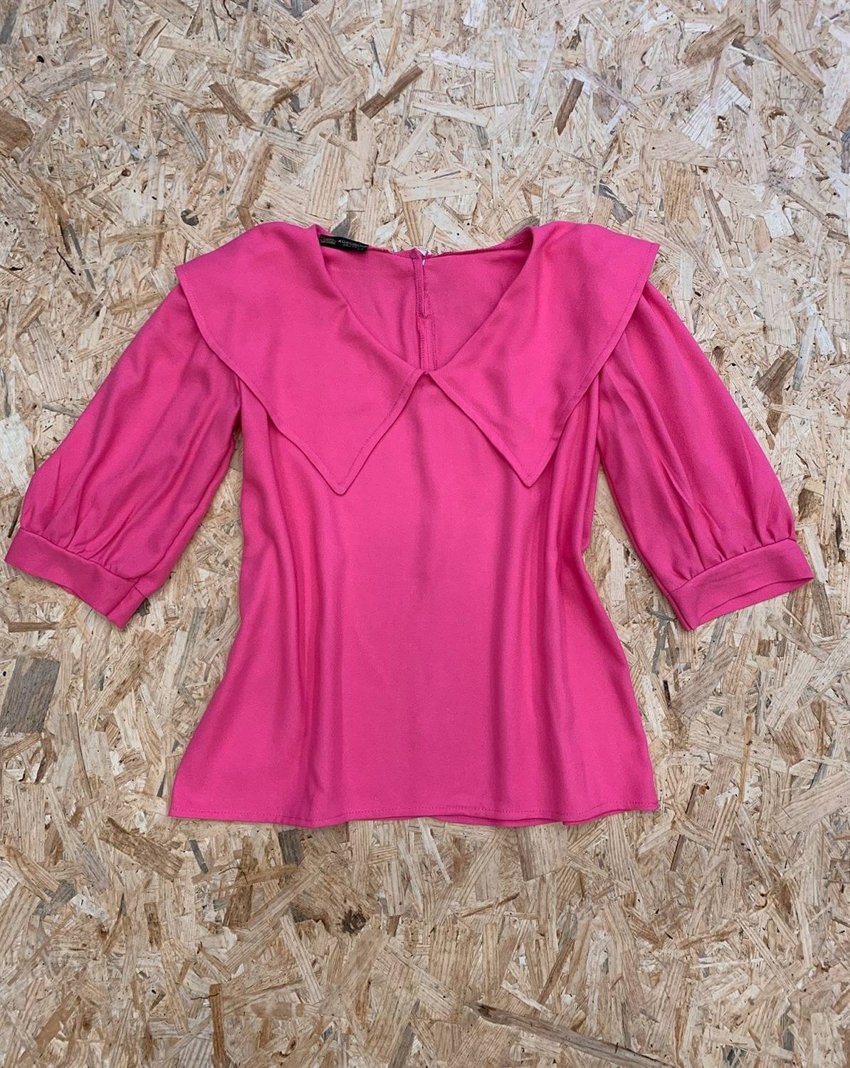 Pink Collar Crepe Blouse
