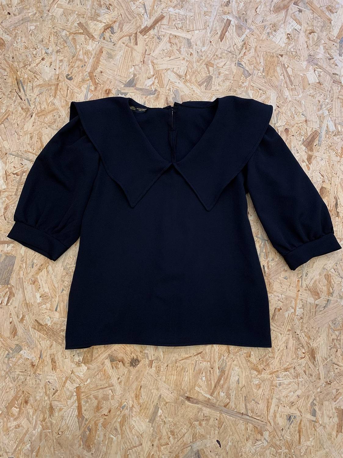 Черная блузка из крепа с воротником, доступна в размерах S, M, L, XL, XXL, 3XL, идеальный крой для стильного образа