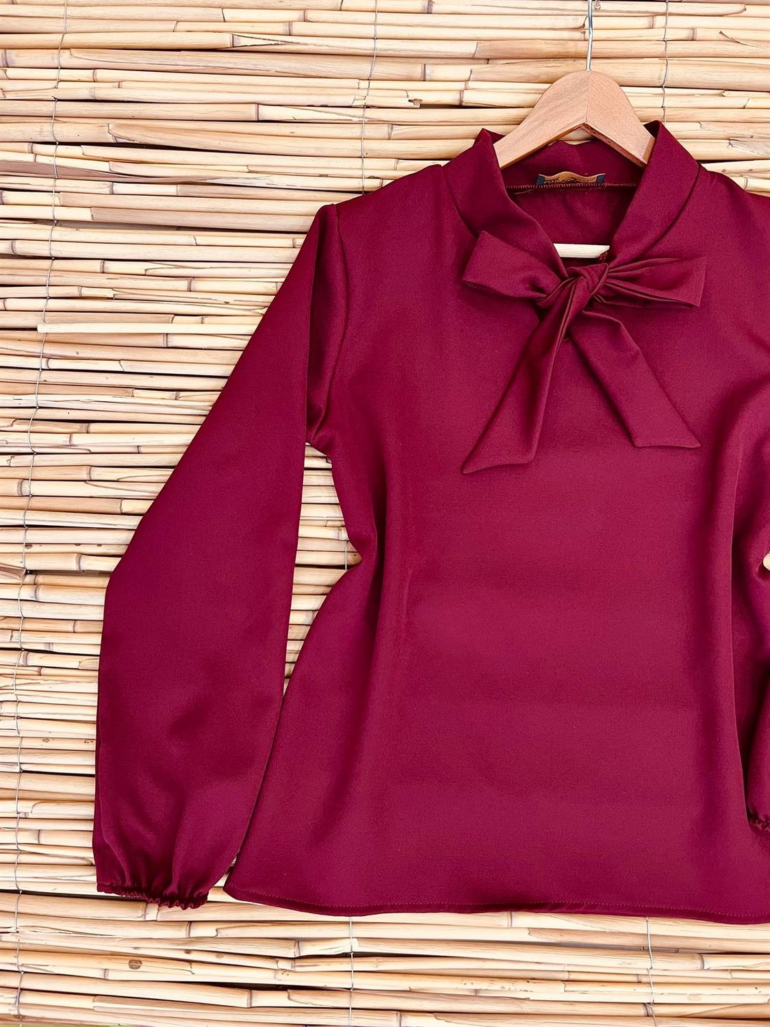 Claret Red Crepe Halterneck Blouse