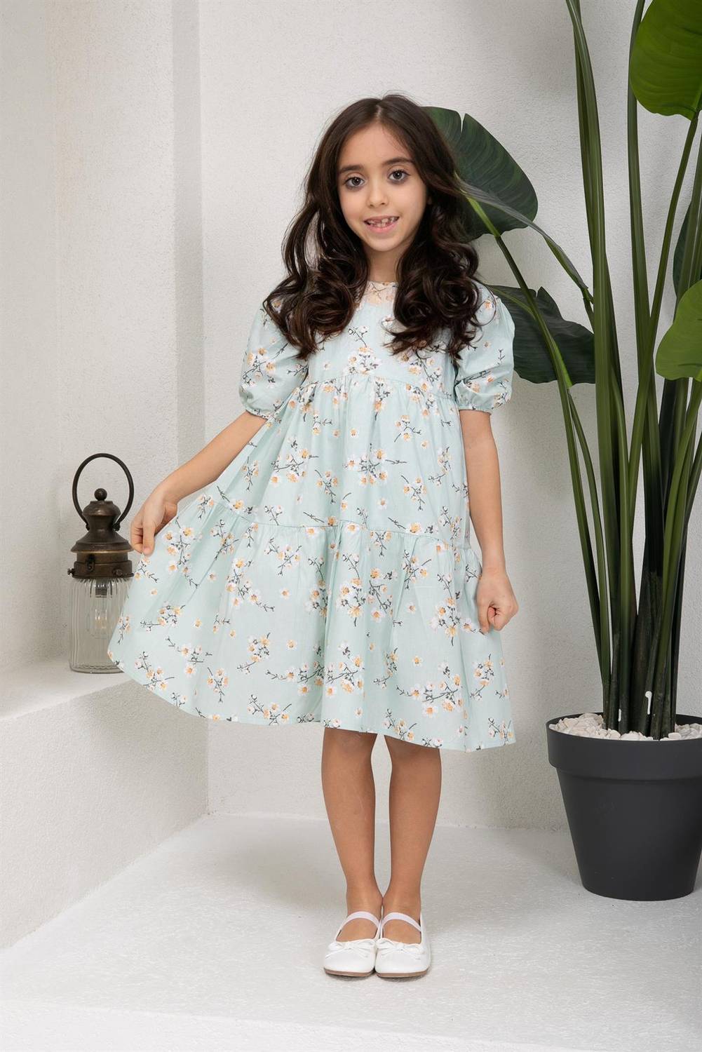 Spring Branch Water Green Layered Girls Dress