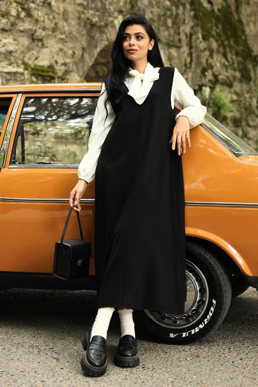 Черное зимнее платье с V-образным вырезом из кашемира, размеры S-XXXL, длина 130 см, не просвечивает, из 80% полиэстера и 20% хлопка