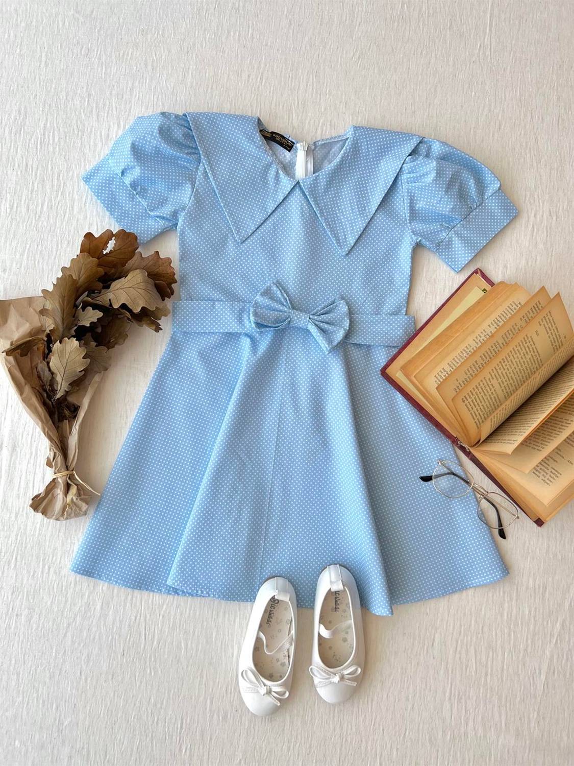 Платье для девочек из хлопкового поплина с горошками, комплект: платье и повязка, размеры 1-2 года до 9-12 месяцев