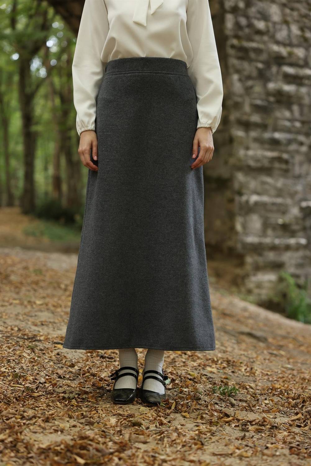 Anthracite Color Long Skirt