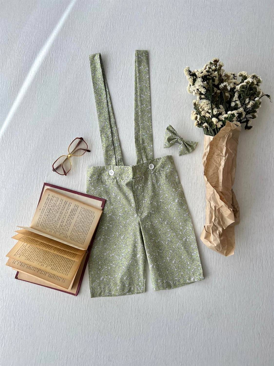 Green Poplin Boy's Salopet and Bow Tie