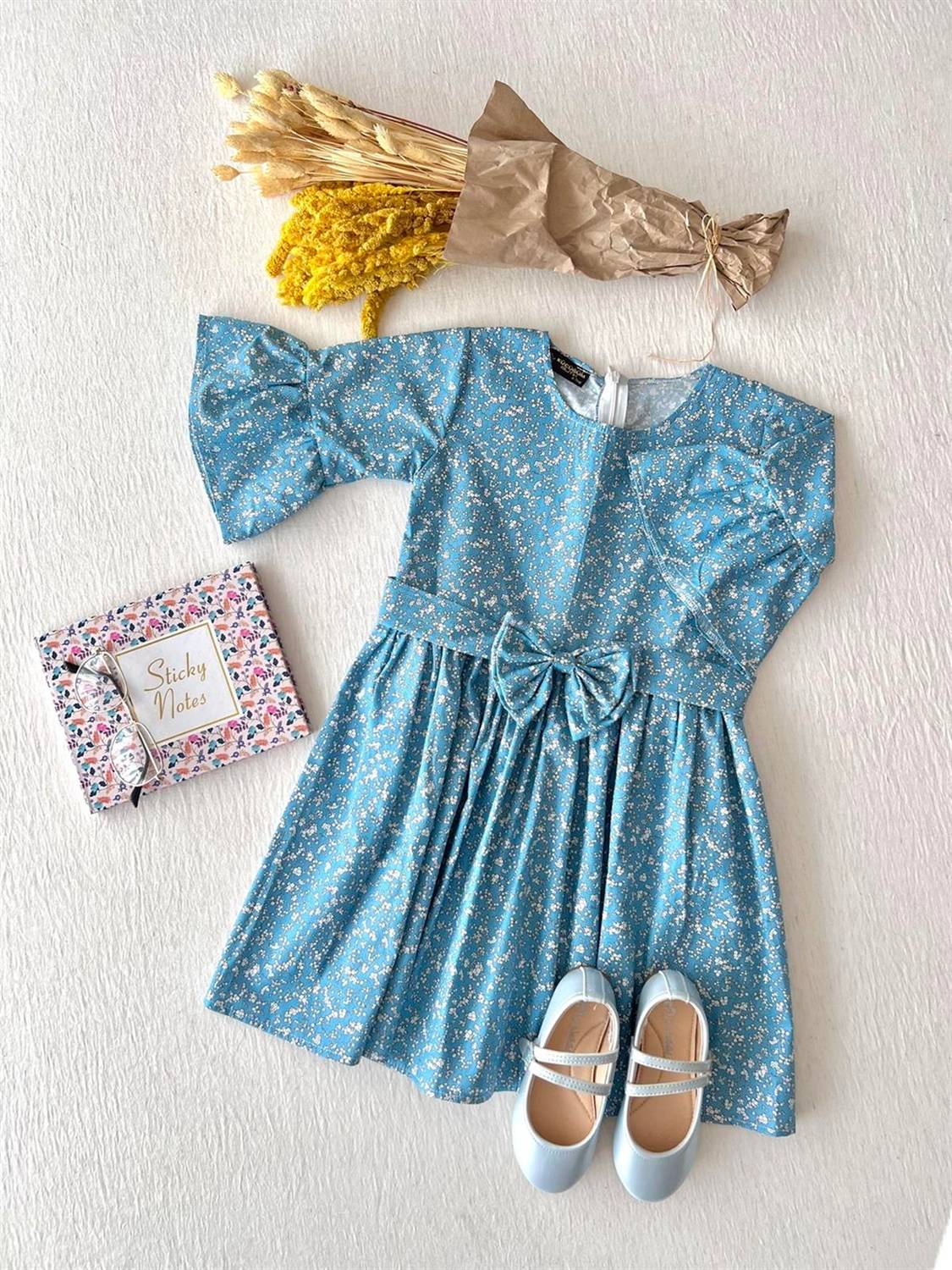 Blue Poplin Girl's Dress