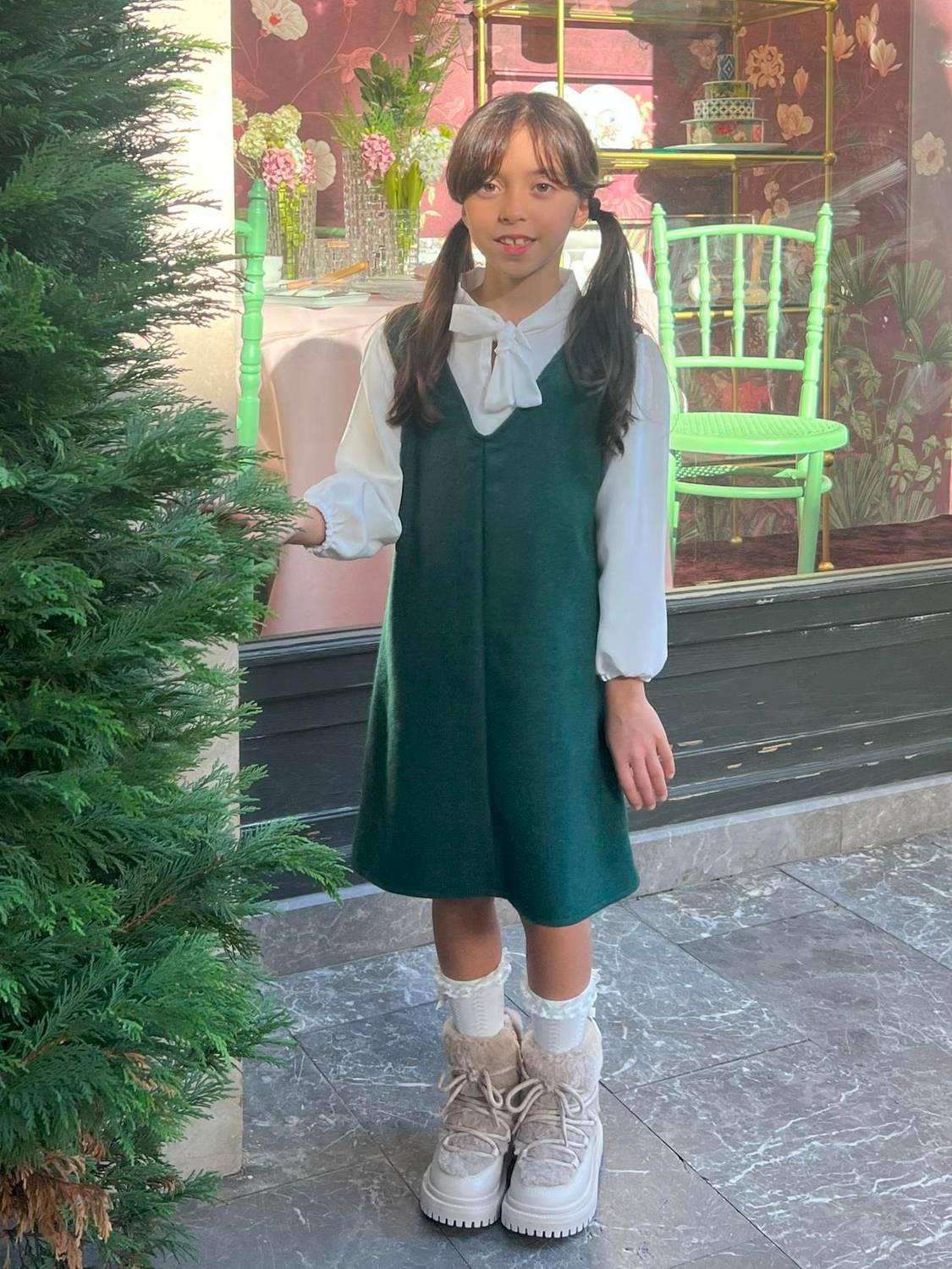 GIRL'S EMERALD GREEN CACHET GIRETTE DRESS