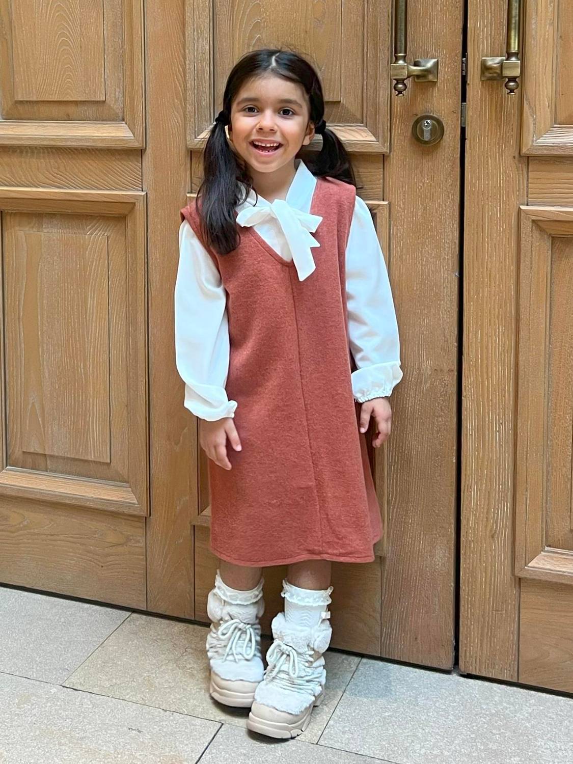 Платье-джилет для девочек розового цвета из кашемировой ткани с широким кроем, доступное в разных размерах от 1 до 13 лет