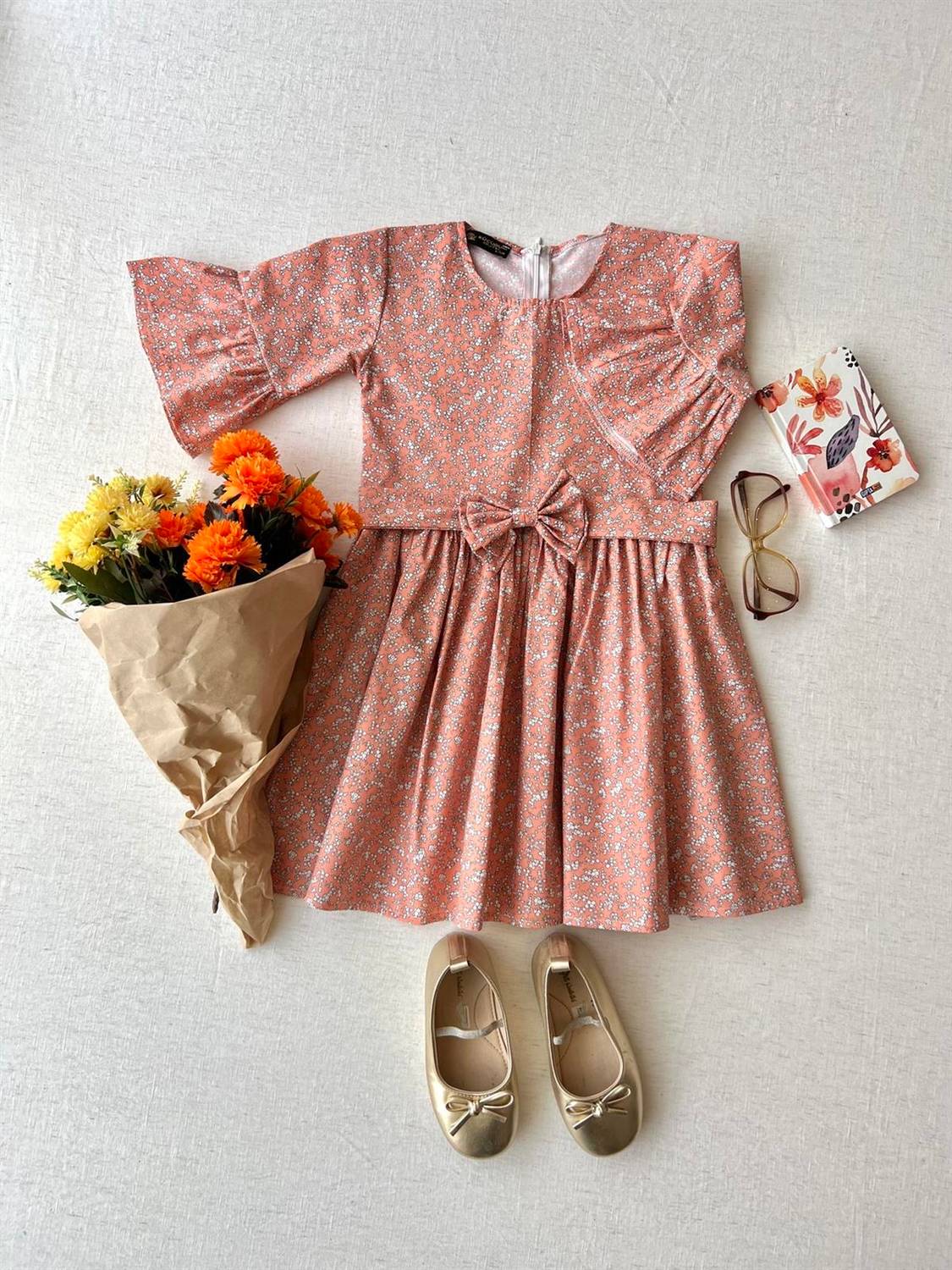 Orange Poplin Girl's Dress