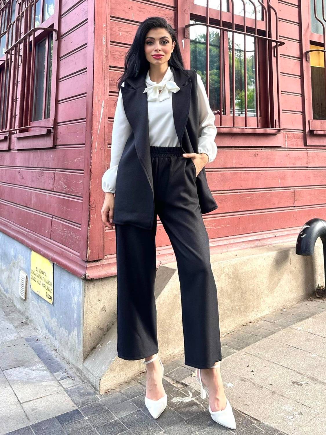 Black Wool Effect Vest and Trousers Set of 2