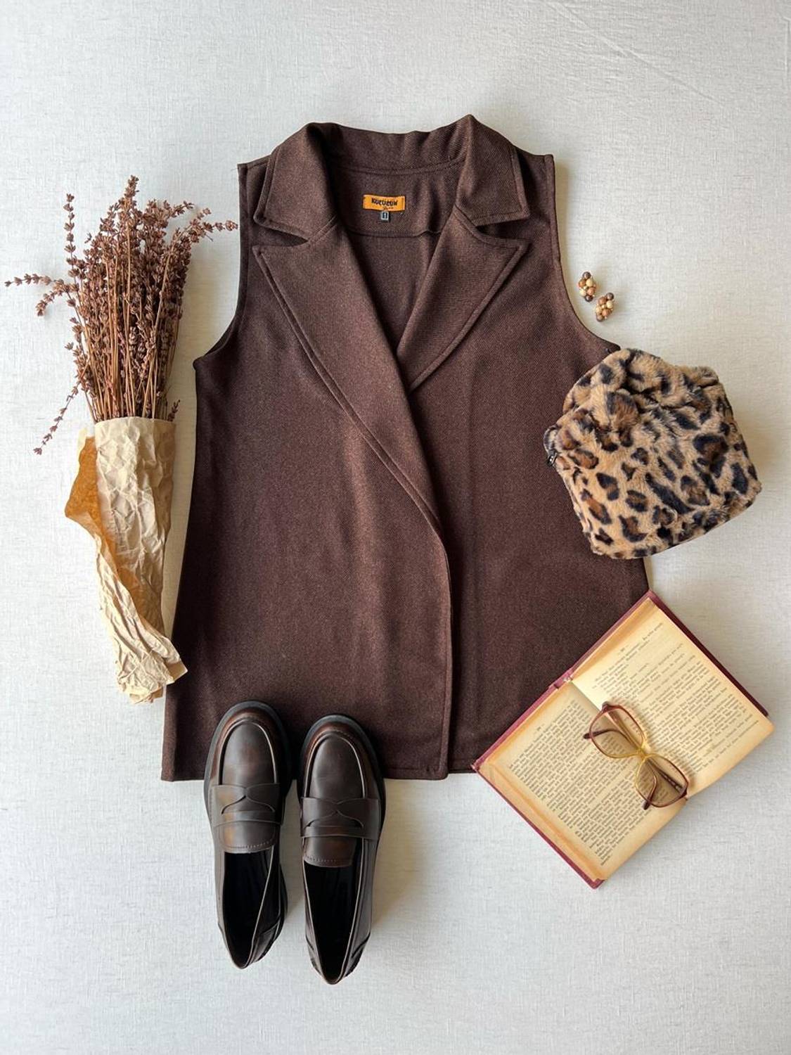 Brown Wool Effect Vest