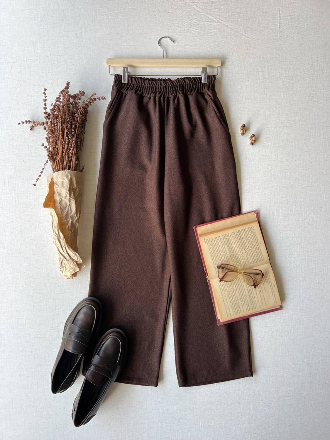 Brown Wool Effect Trousers