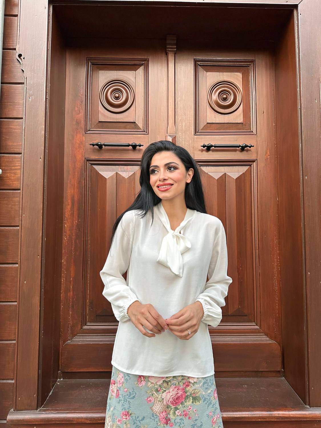 Halter Neck White Crepe Blouse