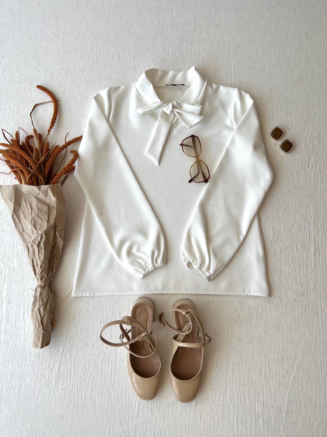 Halter Neck White Crepe Blouse