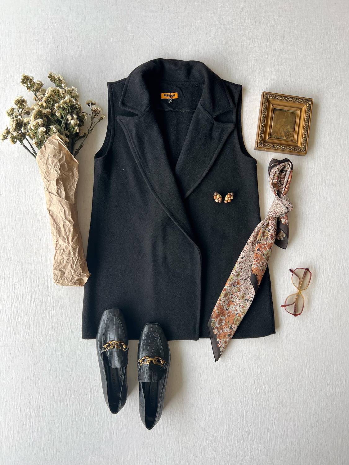 Black Long Stretch Vest