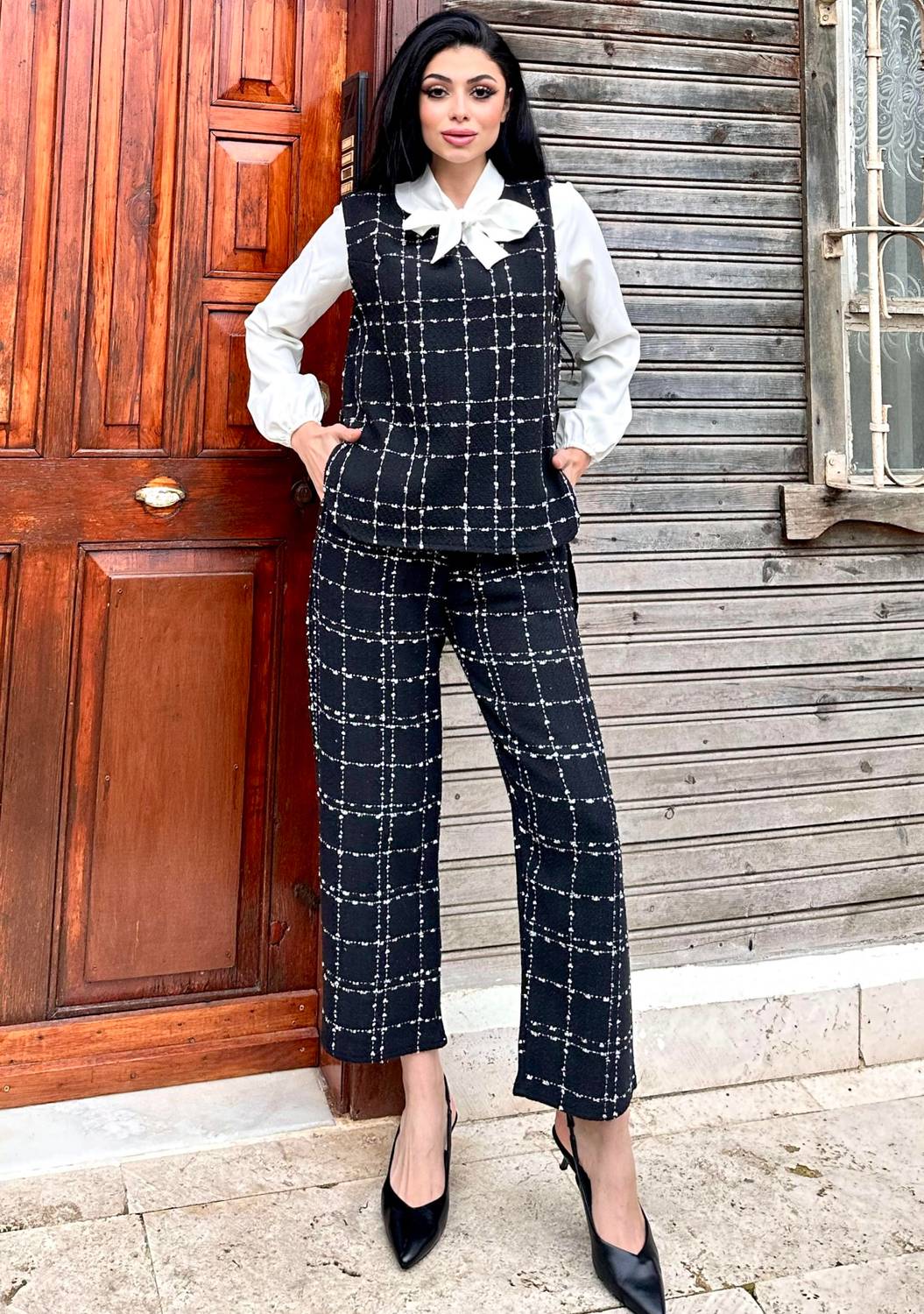 Siyah Tüvit Pantolon Yelek Takımı (2'li Takım)