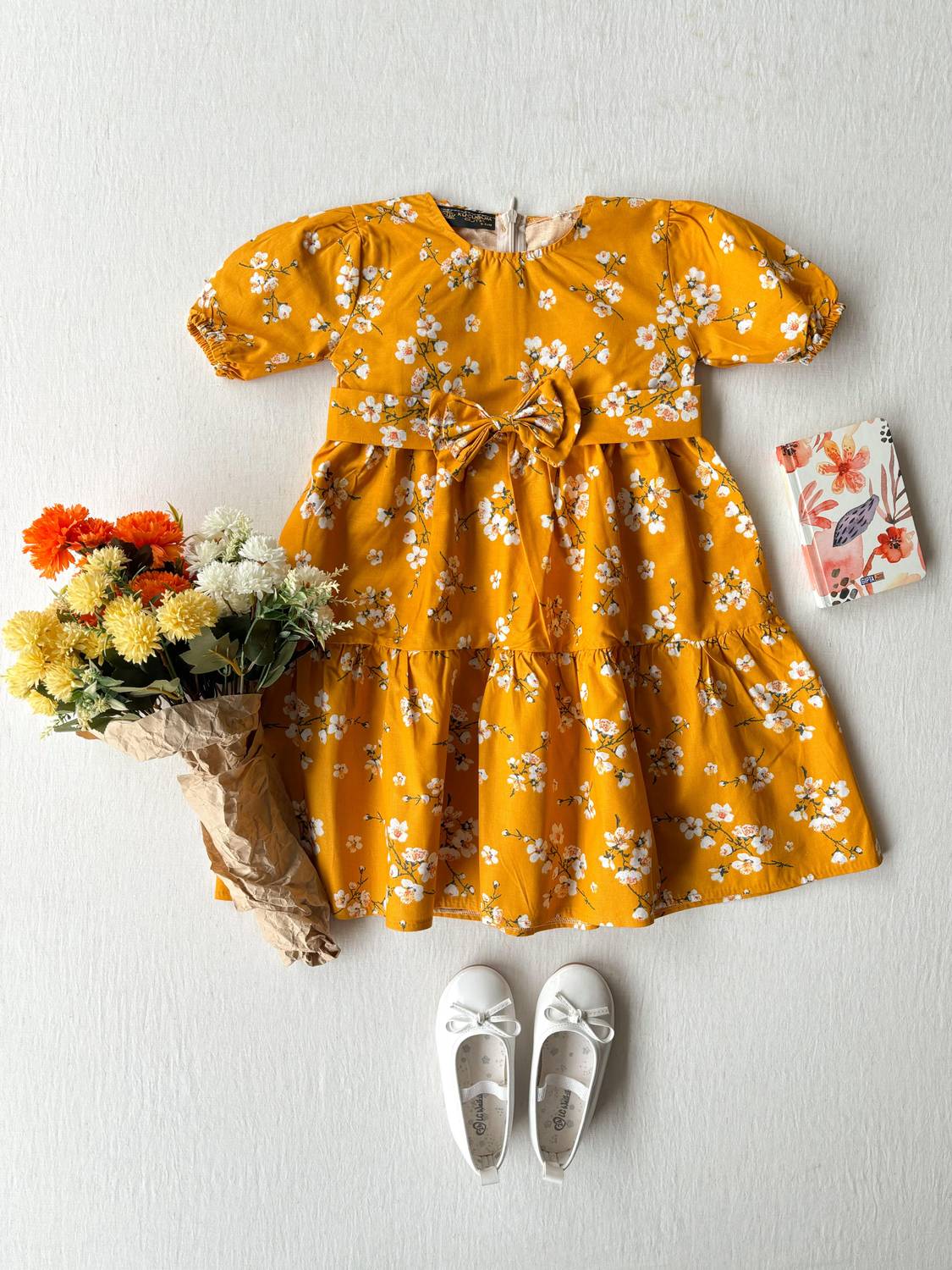 Spring Branch Mustard Layered Girl's Dress