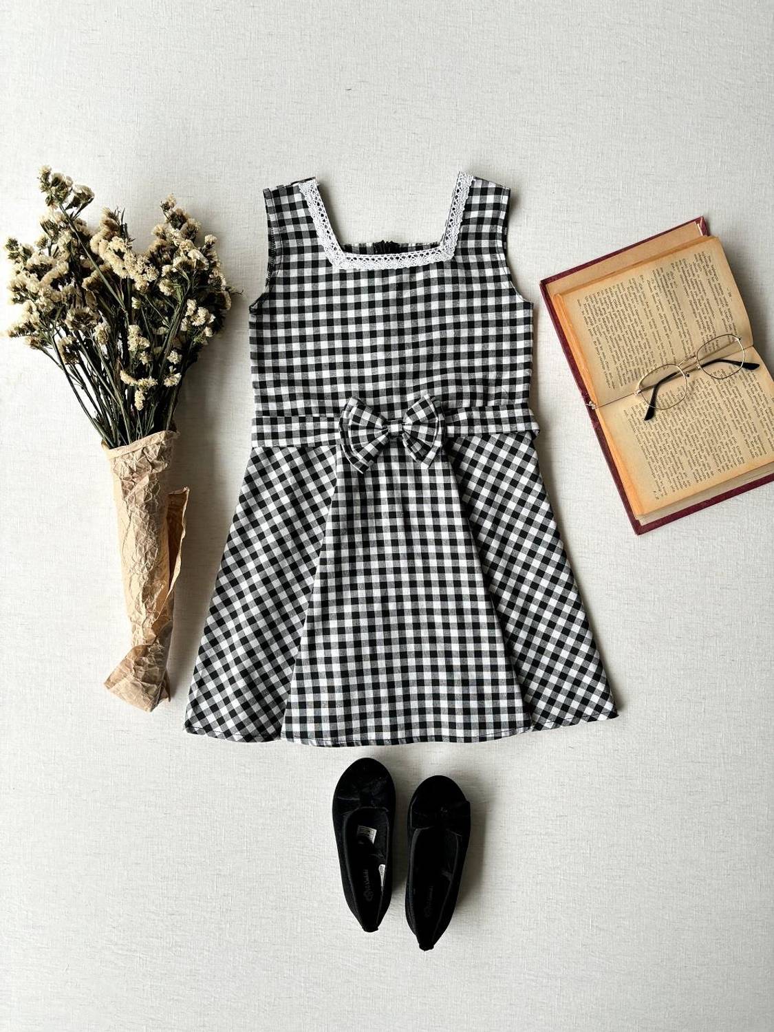 Black Gingham Girl's Dress