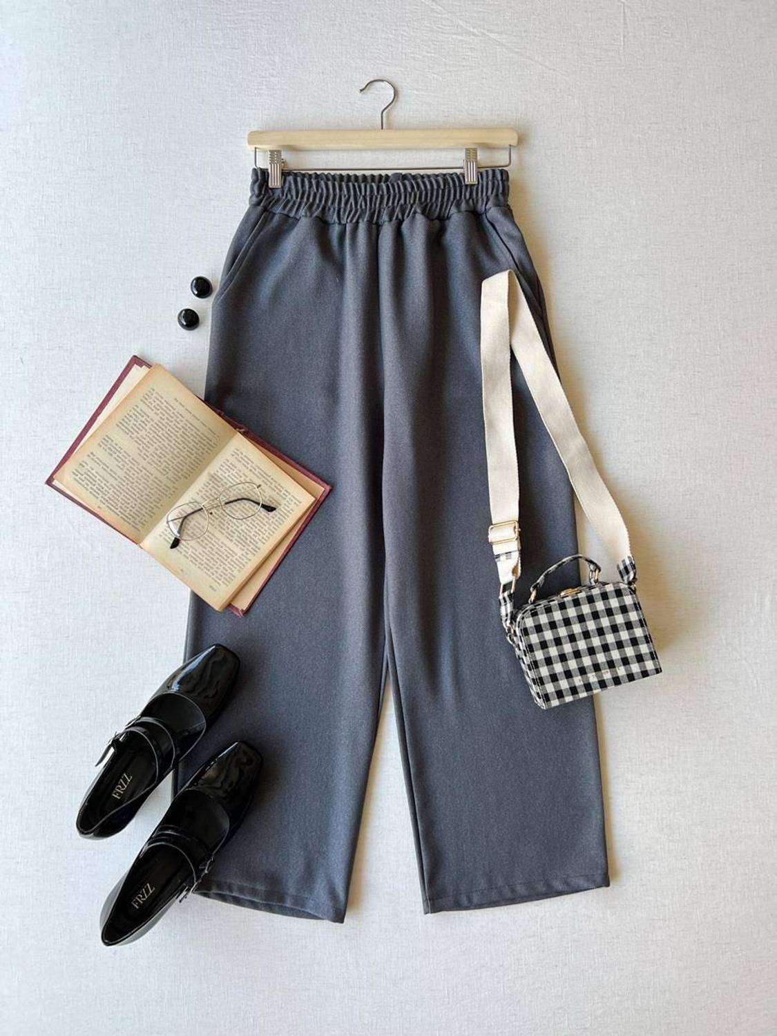 Gray Color Wool Effect Trousers