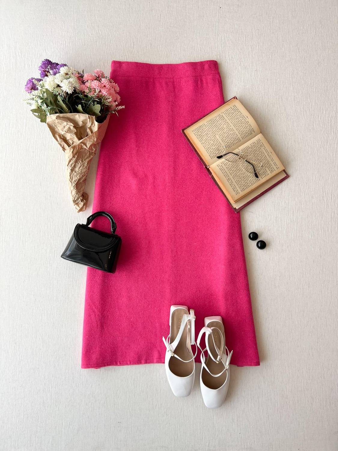 Pink Stamp Long Skirt
