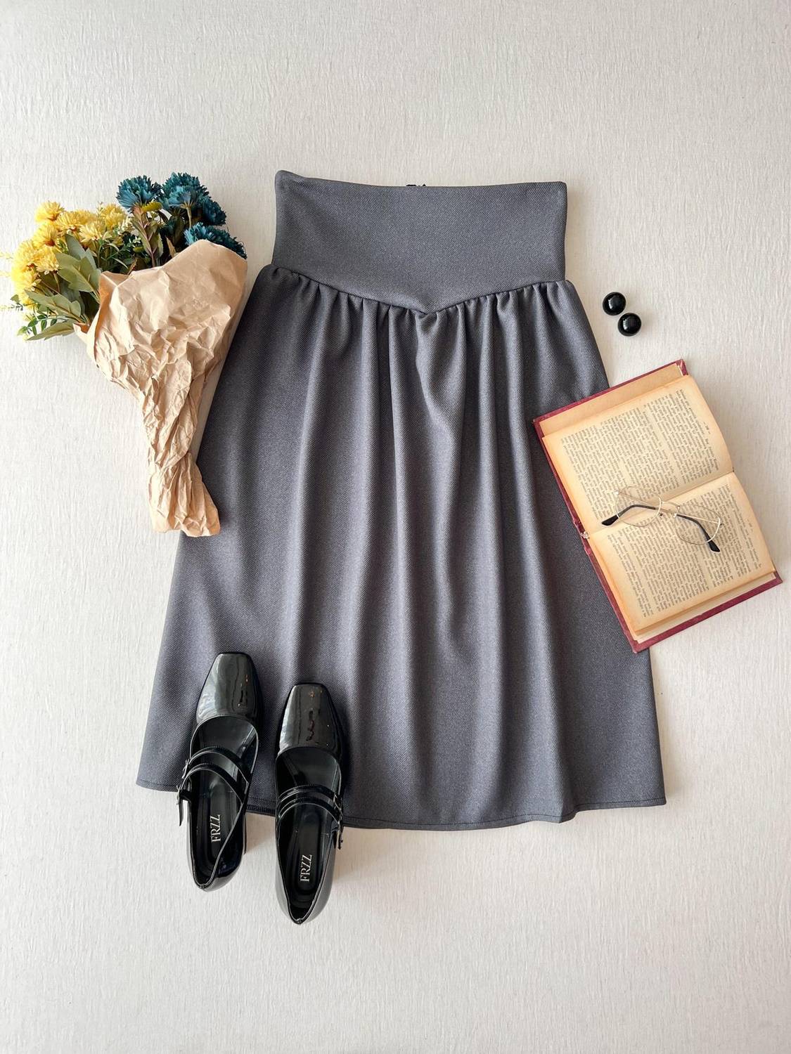 Толстый пояс из шершащей ткани, серое юбка, 80% полиэстер, 20% хлопок, длина 80 см, ручная стирка, размер: 36, 38, 40, 42