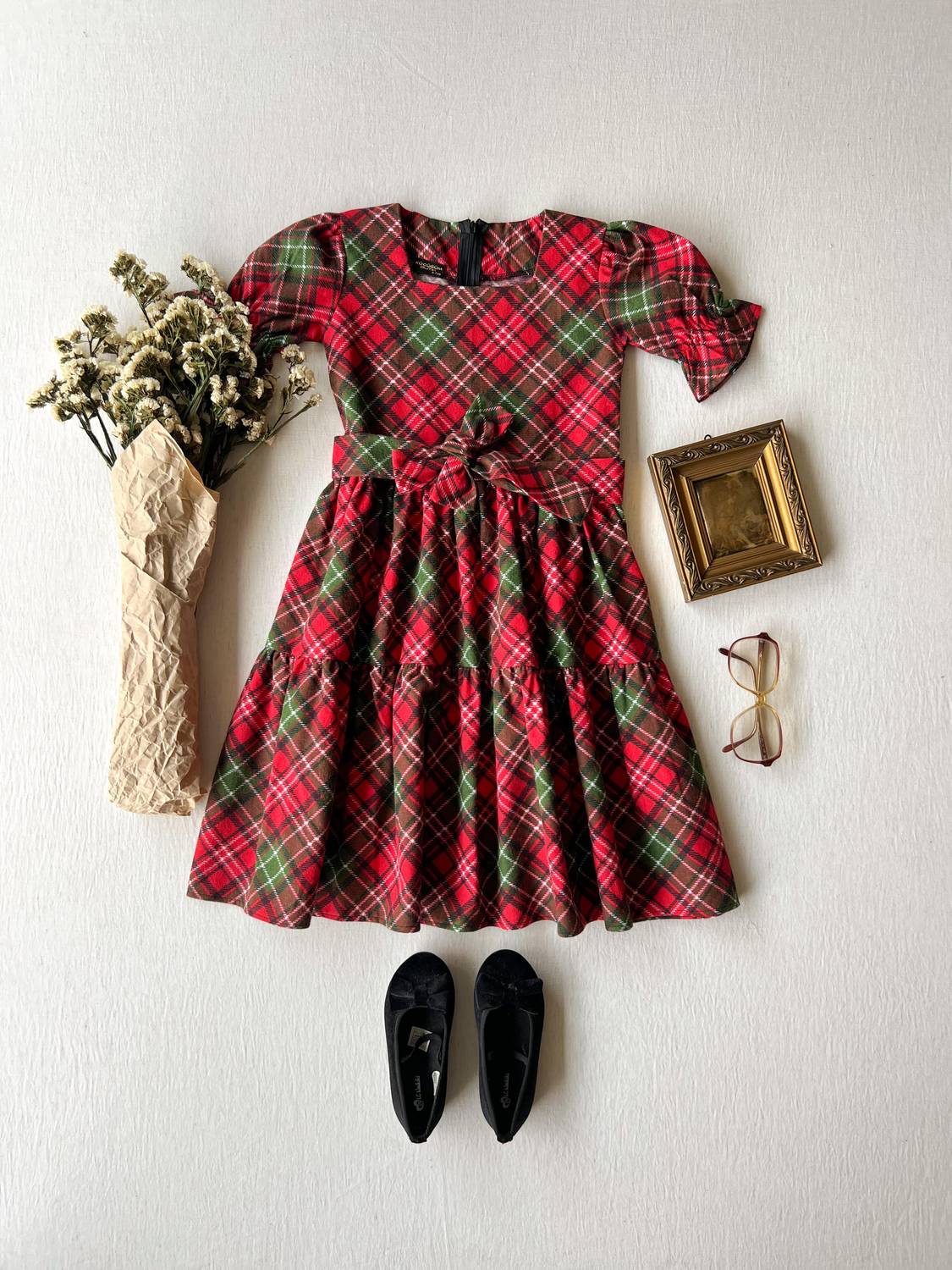 Червона візерункова плаття з рюшами для дівчаток 6-7 років із бавовняної тканини