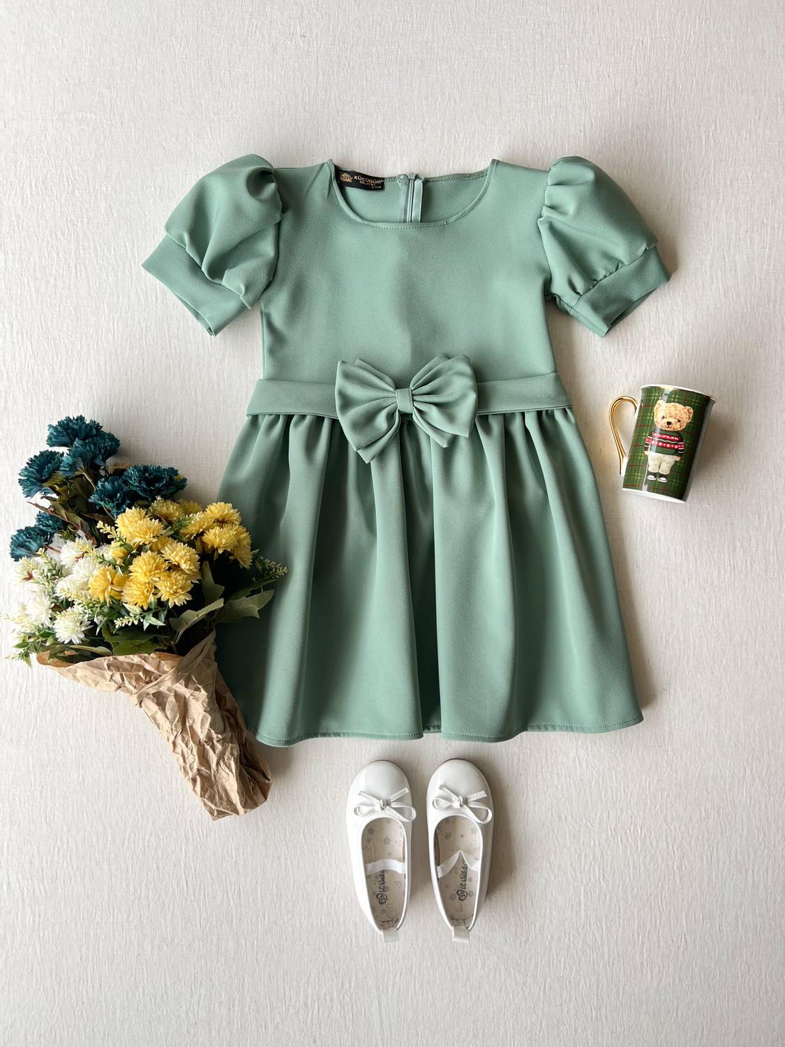 Сарафан з коротким рукавом для дівчаток, матеріал: подвійний креп, 6-7 років, включає банданку, не просвічується